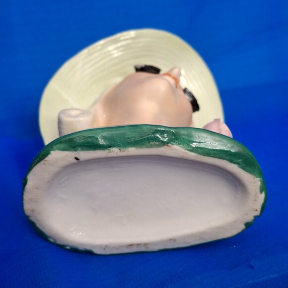 Vintage Ucagco Porcelain Green Hat Lady Head Vase - Picture 7 of 7